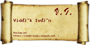 Vidák Iván névjegykártya